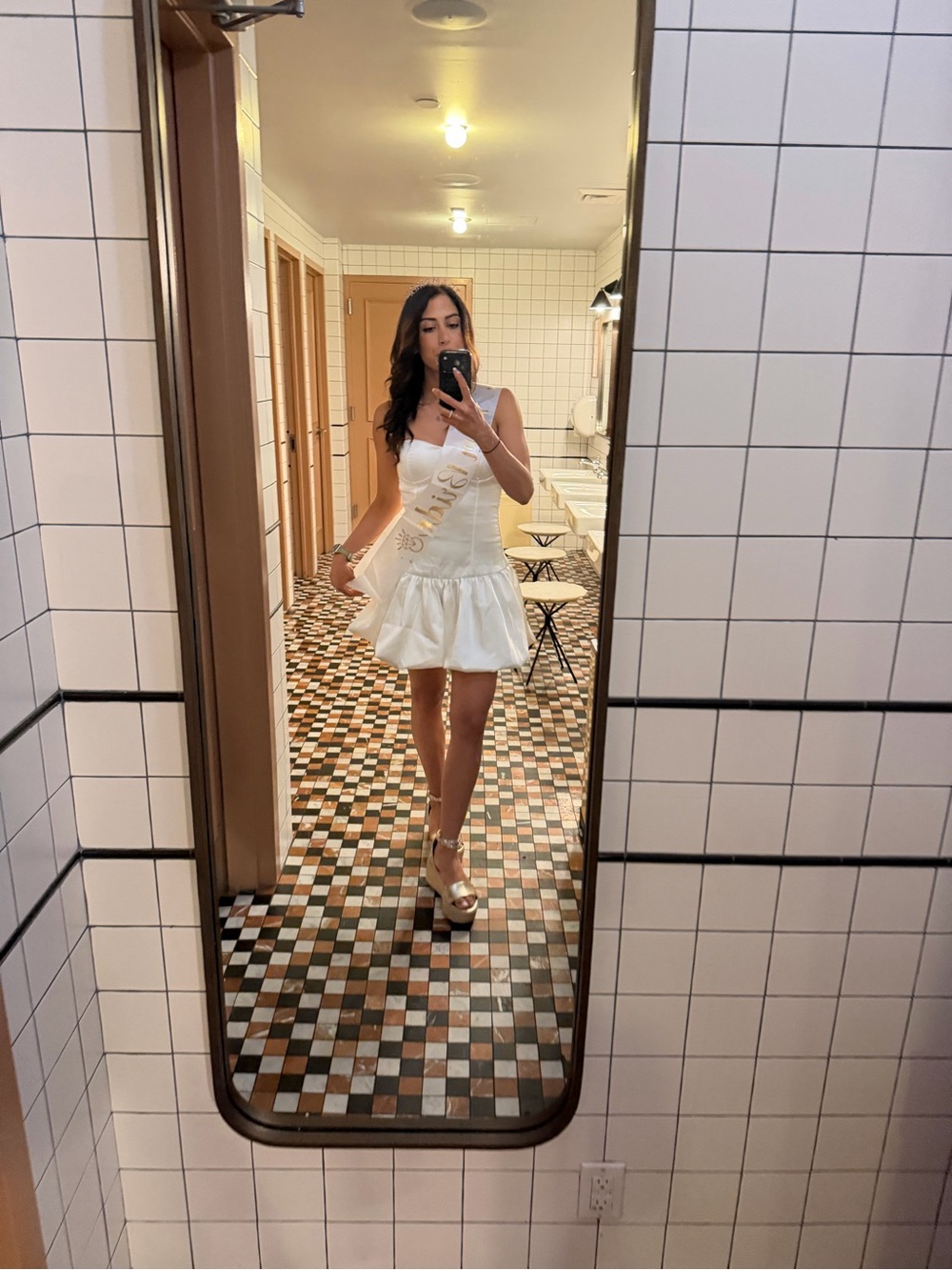 White Ruffle Hem Mini Dress